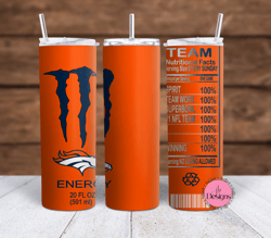 Monster Energy Drink Denver Broncos 20oz Straight and Tapered Sublimation tumbler wrap PNG