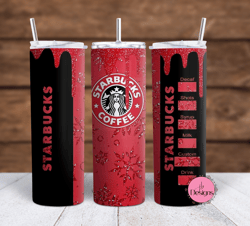 Red & Black Snowflake Starbucks  Sublimation tumbler wraps - 20oz Straight and 20oz Tapered wraps included PNG