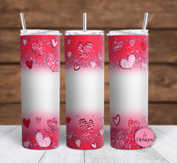 Heart and Glitter Sublimation tumbler wraps - 20oz Straight and 20oz Tapered wraps included PNG