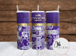 Purple Coach Designer Sublimation tumbler wraps - 30oz Straight, 20oz Straight and 20oz Tapered wraps included PNG