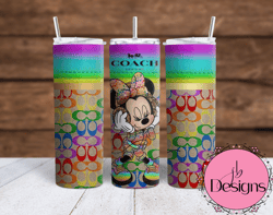 Rainbow Coach Designer &Minnie  Sublimation tumbler wraps 30oz Straight,20oz Straight &20oz Tapered wraps included PNG