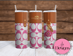 Coach Pink/Tan   Sublimation tumbler wraps 30oz Straight,20oz Straight &20oz Tapered wraps included PNG