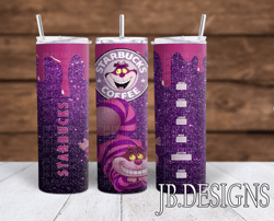 Glitter Alice in Wonderland Cheshire Cat Starbucks Sublimation tumbler wrap 300DPI 20oz -30oz straight Wrap  included