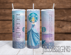 Disney's Cinderella Starbucks Sublimation tumbler wrap 300DPI 20oz -30oz straight Wrap  included