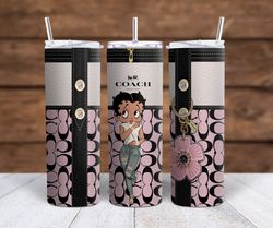 Pink Coach with Betty Boop Sublimation tumbler wrap 300DPI 20oz -30oz straight Wrap  included