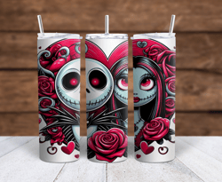 Nightmare Before Christmas Jack and Sally Sublimation tumbler wrap 300DPI 20oz -30oz straight Wrap  included