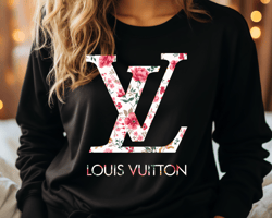 Designer Louis Vuitton White with Delicate flowers Logo Design- Sublimation PNG 300dpi