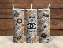 CC Chanel Silver and Gold  20oz Sublimation tumbler wraps PNG