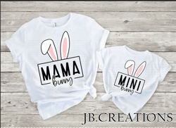 Mama Bunny and Mini Bunny Sublimation T shirt Design PNG