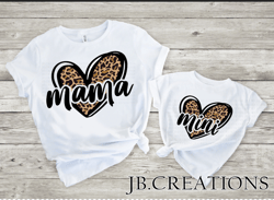 Leopard Heart MAMA and MINI Sublimation T shirt Design PNG