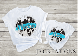 Cow Print MAMA and MINI Sublimation T shirt Design PNG