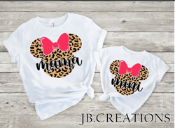 Leopard Print Minnie Mouse MAMA and MINI Sublimation T shirt Design PNG