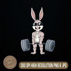 Easter Day Rabbit Weightlifting Funny Deadlift Fitness Easter Day Png, Happy Easter Day Sublimation Design