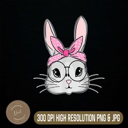 Easter Bunny Cute Rabbit Messy Bun Girls Easter Day Png, Happy Easter Day Sublimation Design