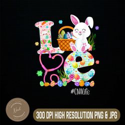 Stethoscope Scrub CNA Nurse Life Easter Day Cute Bunny Eggs Easter Day Png, Happy Easter Day Sublimation Design