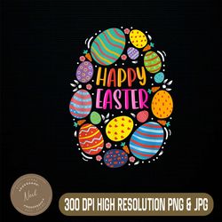 Cute Happy Easter Easter Colorful Eggs Easter Day Png, Happy Easter Day Sublimation Design