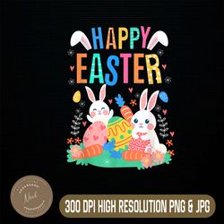 Happy Easter Day Cute Bunny With Eggs Easter Easter Day Png, Happy Easter Day Sublimation Design