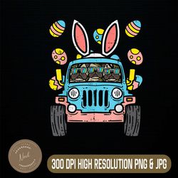 Pugs Monster Truck Bunny Ears Eggs Easter Egg Hunt Easter Day Png, Happy Easter Day Sublimation Design