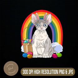 Devon Rex Cat Happy Easter Eggs Bunny Easter Day Png, Happy Easter Day Sublimation Design