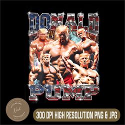 Retro Donald Pump Png, Gym Collage Png, Photo Meme Png, Funny Trump Png, PNG High Quality, PNG, Digital Download