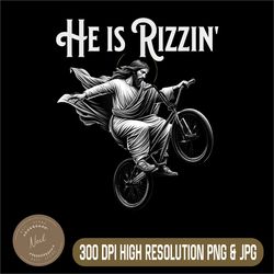 He is Rizzin Png, Jesus Riding BMX Bike Png, Funny Bicycle Rizz Png, PNG High Quality, PNG, Digital Download