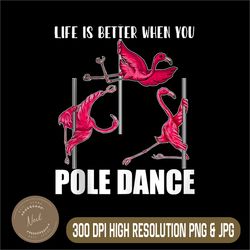 Funny Pole Dancing Flamingo Png, Dancing Womens Png, Fitness Workout Png, PNG High Quality, PNG, Digital Download