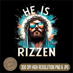 He Is Rizzen Png, Jesus Is Rizzen Png, Retro Jesus Christian Religious Png, PNG High Quality, PNG, Digital Download