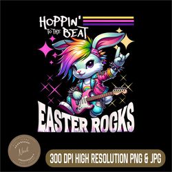 Women's Cute Punk Rocking Png, Bunny Hopping Rabbit Png, Easter Rocks Png, PNG High Quality, PNG, Digital Download