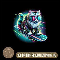 Mountain Purr Snow Cat Png, Snowboarder for Ski & Snow Enthusiast Png, PNG High Quality, PNG, Digital Download