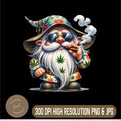 Hippie Gnome Smoking Png, Weed Pot Leaf 420 Png, Marijuana Cannabis Png, PNG High Quality, PNG, Digital Download