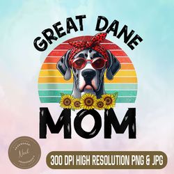 Retro Dog Mama Png, Floral Great Dane Png, Dog Lovers Mother's Day Png,Digital File, PNG High Quality, Sublimation