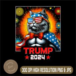 US President Trump 2024 Png, Nebelung Cat Png, Trump 2024 Png, Digital File, PNG High Quality, Sublimation