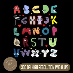 Funny Lore Alphabet A to Z Png, HI Letter for Kids Boys and Girls Png, Digital File, PNG High Quality, Sublimation