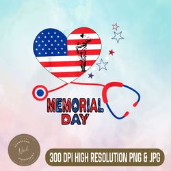 Nurse Stethoscope Heart Png, Patriotic Memorial day Png, Flag America Png,Digital File, PNG High Quality, Sublimation