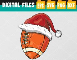 Christmas Football Ball Santa Hat Funny Sport Xmas Svg, Eps, Png, Dxf, Digital Download
