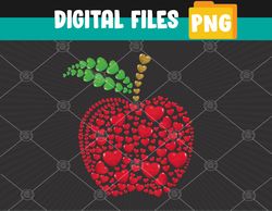 Apple Hearts Background Valentine's Day Teacher Students Svg, Eps, Png, Dxf, Digital Download