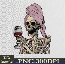 Halloween Theme Skeleton Wine, fall, spooky season casual  PNG, Digital Download