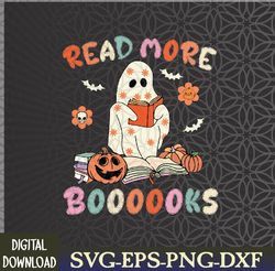 Groovy Read More Books Cute Ghost Boo Funny Halloween Spooky  Svg, Eps, Png, Dxf, Digital Download