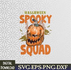 Pumpkin Skull Halloween Spooky Squad Graphic Svg, Eps, Png, Dxf, Digital Download