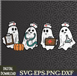 Ghost Nurses Halloween Crew Funny Costume Scrub Svg, Eps, Png, Dxf, Digital Download