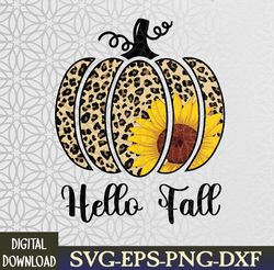 Hello Fall Sunflower Pumpkin Fall Y'All Leopard Autumn Svg, Eps, Png, Dxf, Digital Download