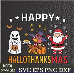 Happy Hallothanksmas Ghost Turkey Pumpkin Christmas Santa Svg, Eps, Png, Dxf, Digital Download