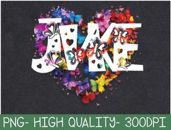 I Love Jvke Butterfly Colorful Vintage Retro PNG Digital Download