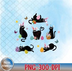 Retro Black Cat Playing Eggs Easter Day Cat Kitty Lover PNG