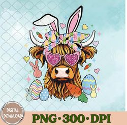 Easter Day Highland Cow Png, Happy Easter Sublimation Design, Digital Download