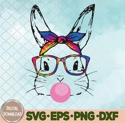 Bubble Gum Bunny Svg, Easter Bunny With Bandana And Glasses Svg, Bunny With Bandana Svg, Eps, Png, Dxf