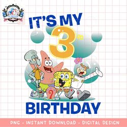 SpongeBob SquarePants It_s My 3rd Birthday Group Shot png, digital download, instant