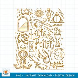 Kids Harry Potter Line Art Iconic Elements Icon Collage Youth png, digital download