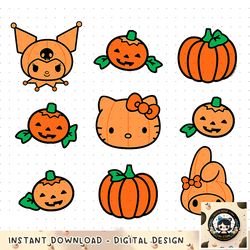 Hello Kitty My Melody Kuromi Pumpkins Halloween PNG Download copy