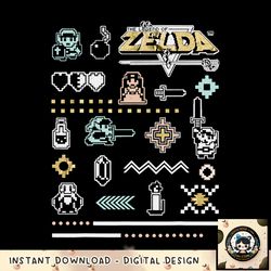 Nintendo Zelda 8-Bit Pixel Boho Gold Icons Graphic png, digital download, instant png, digital download, instant